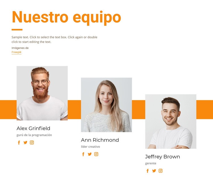 Conoce a nuestro equipo creativo Plantillas de creación de sitios web