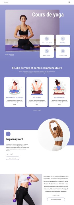 Rejoignez Nos Cours De Yoga : Modèle De Site Web Simple