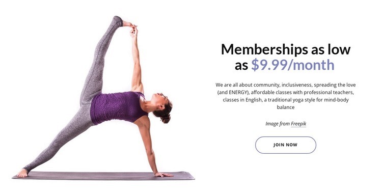 Yoga club memberships Html Code Example