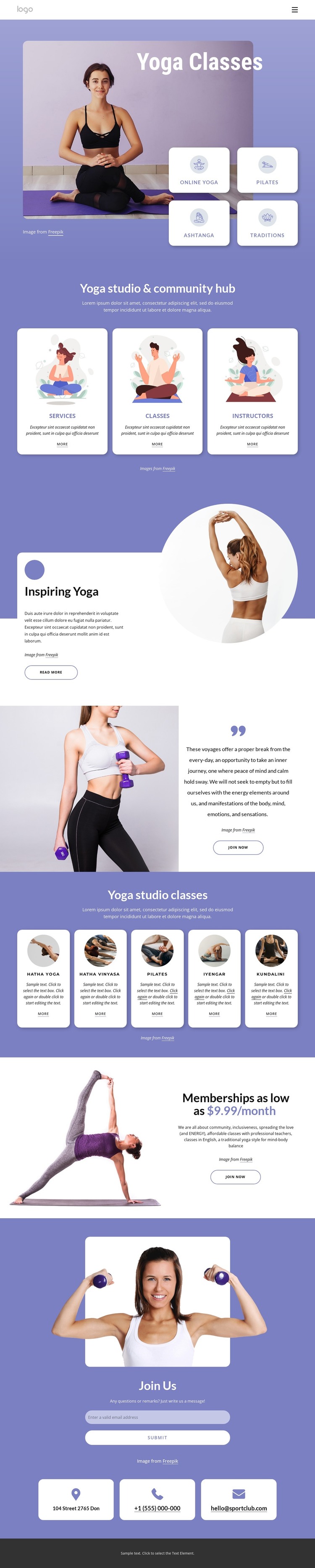 Join our yoga classes HTML Template