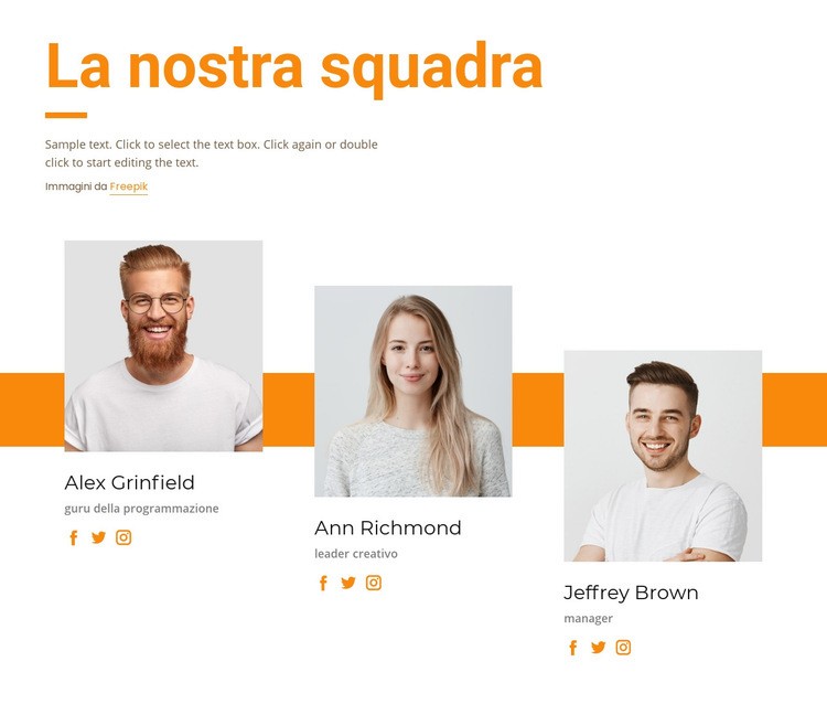 Incontra il nostro team creativo Mockup del sito web