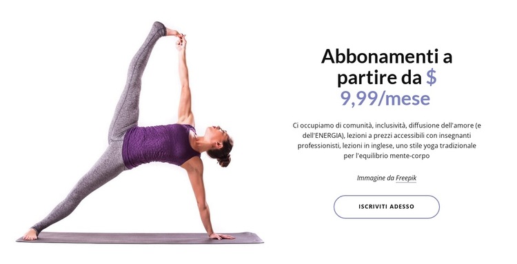 Abbonamenti a club di yoga Modello di sito Web