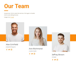 Meet Our Creative Team - One Page Template For Any Device