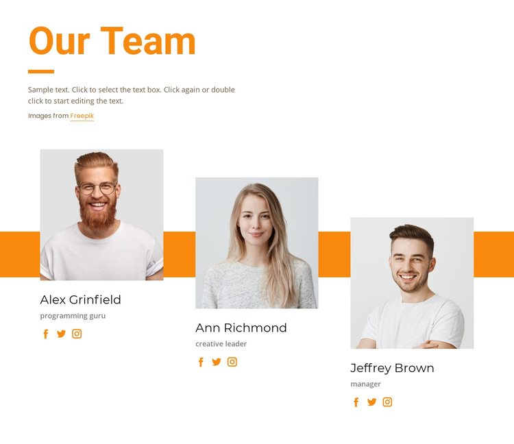 Meet our creative team One Page Template