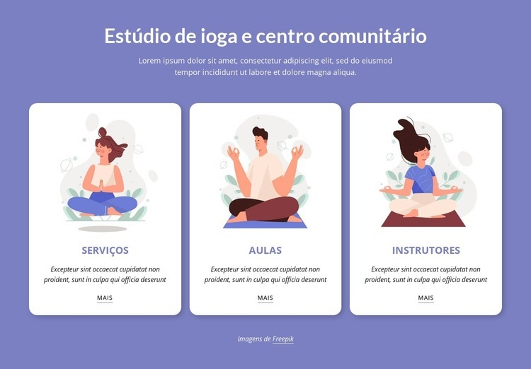 Estúdio de ioga e centro comunitário Maquete do site