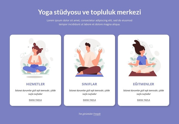 Yoga stüdyosu ve topluluk merkezi Web Sitesi Mockup'ı