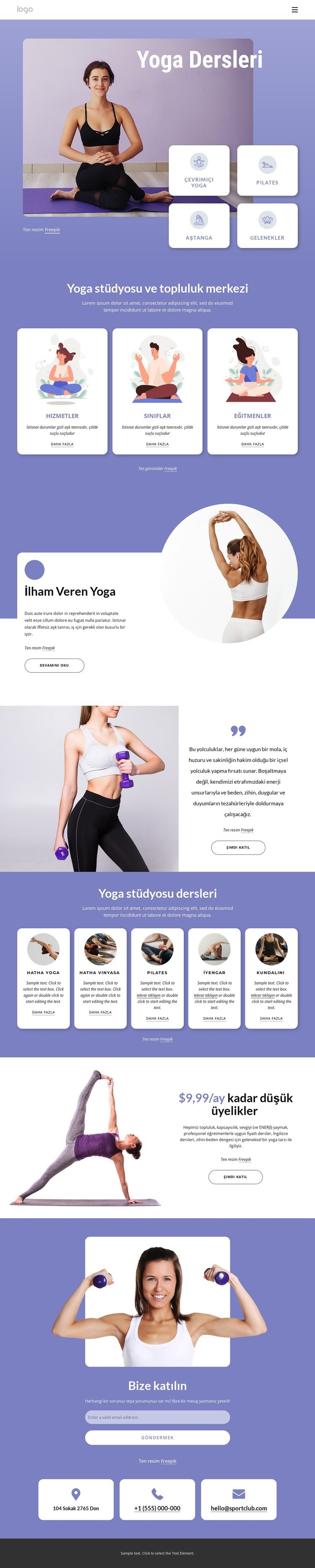 Yoga derslerimize katılın Web Sitesi Mockup'ı