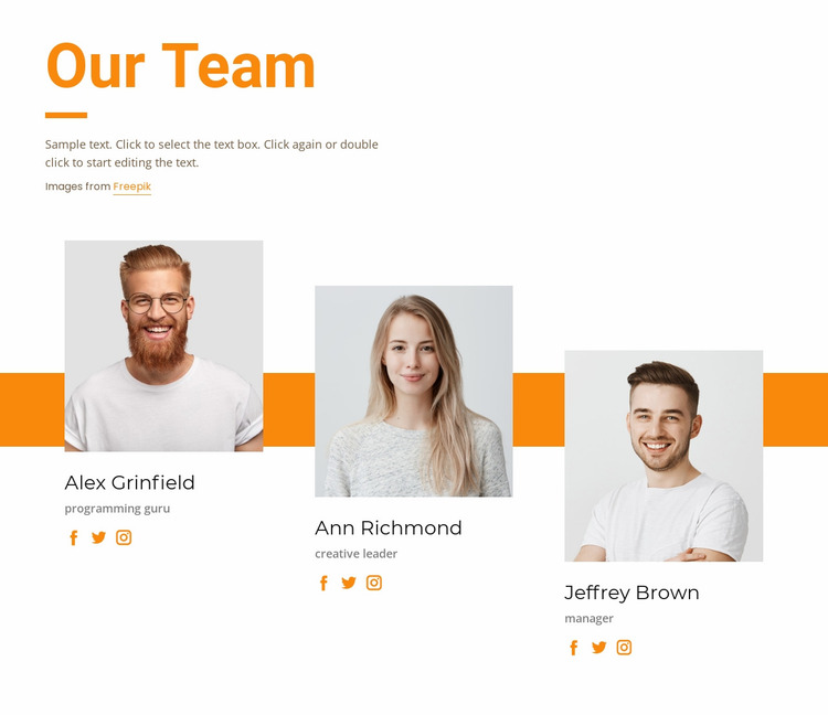 Meet our creative team Website Mockup