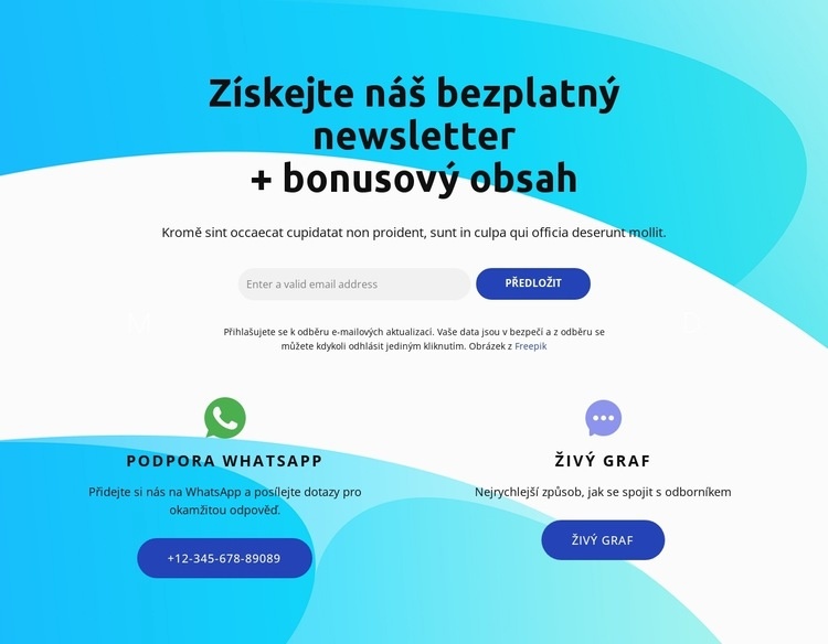 Blok odběru s ikonou živého grafu Šablona HTML