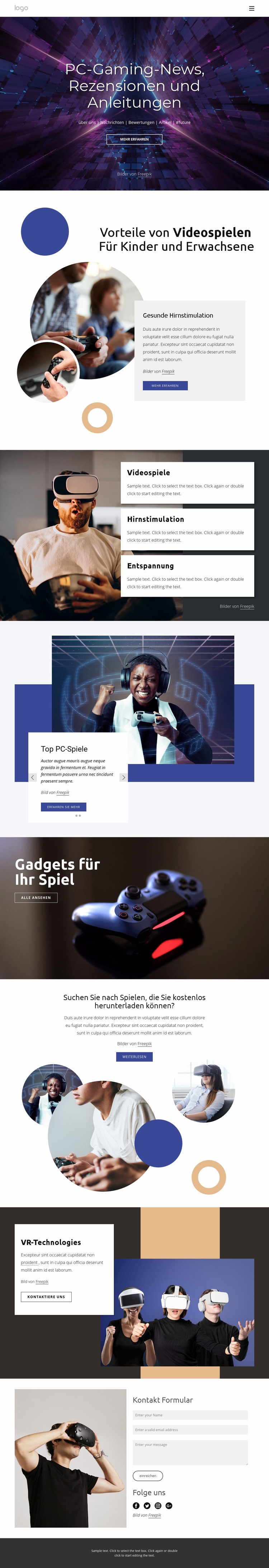 PC-Gaming-News Eine Seitenvorlage