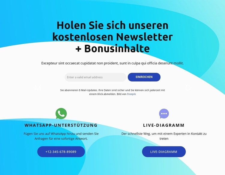 Block abonnieren mit Live-Chart-Symbol Landing Page