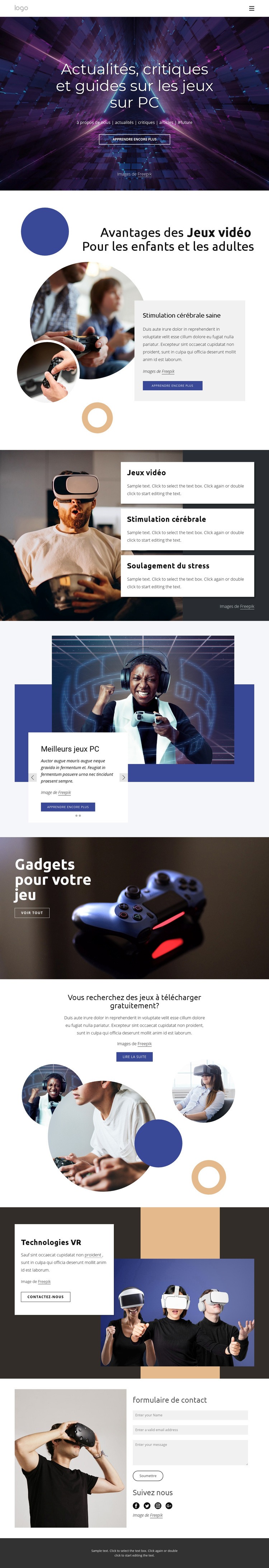 Actualités des jeux sur PC Modèles de constructeur de sites Web