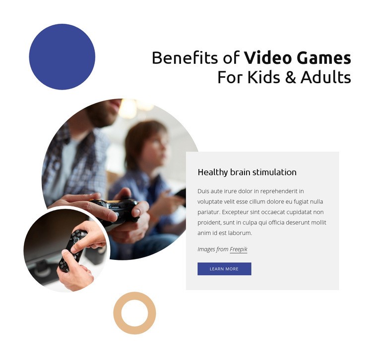Benefins of video games Homepage Design