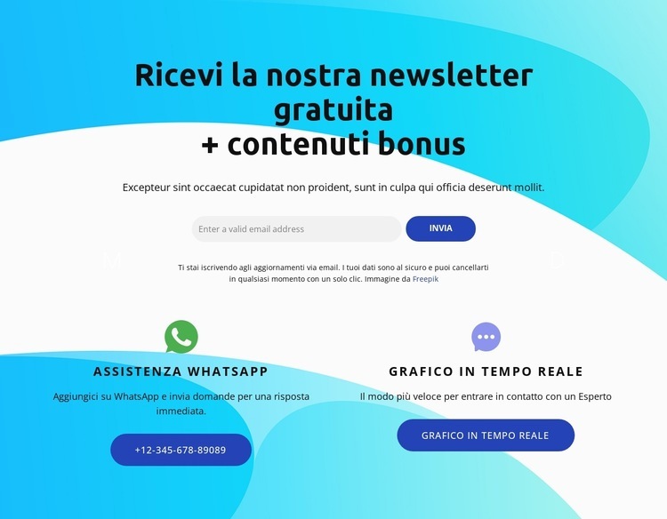 Iscriviti al blocco con l'icona del grafico in tempo reale Modelli di Website Builder