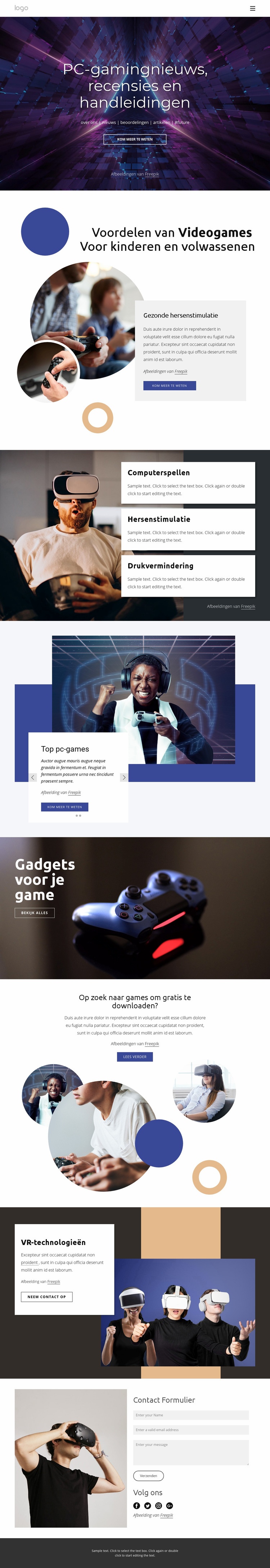 PC gaming nieuws Website mockup