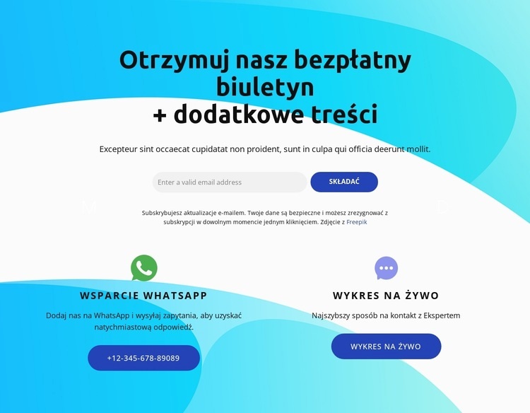 Blok subskrypcji z ikoną wykresu na żywo Makieta strony internetowej