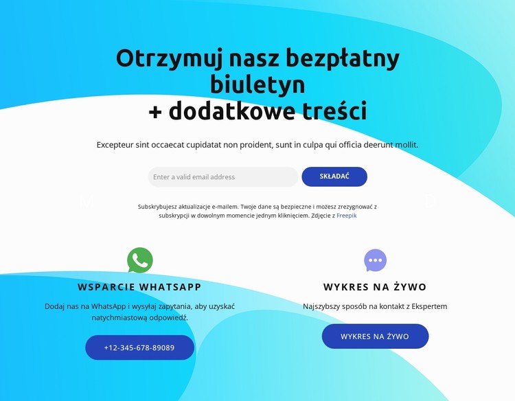 Blok subskrypcji z ikoną wykresu na żywo Szablon CSS