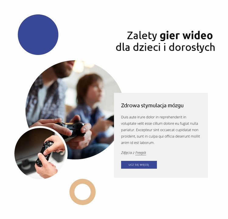 Korzyści z gier wideo Szablon HTML5