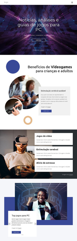 Notícias de jogos para PC Modelo de site