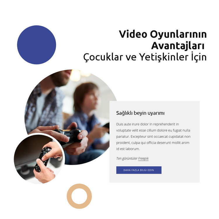 Video oyunlarının faydaları HTML Şablonu