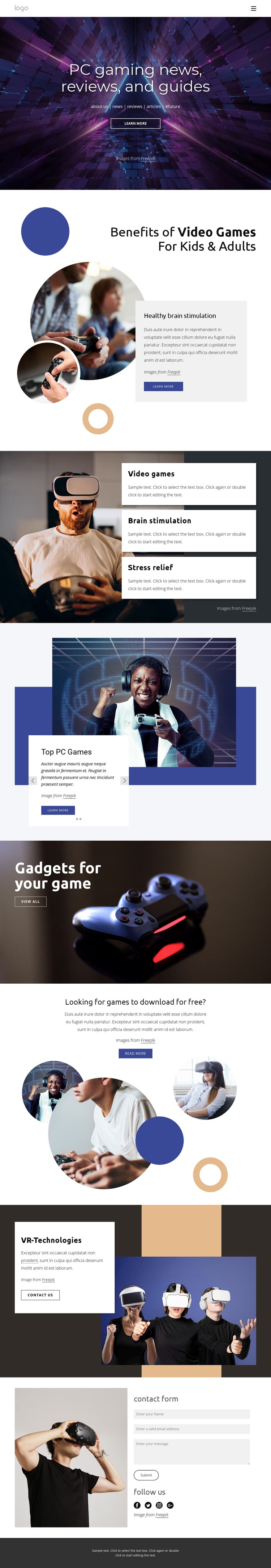 PC gaming news Web Page Design