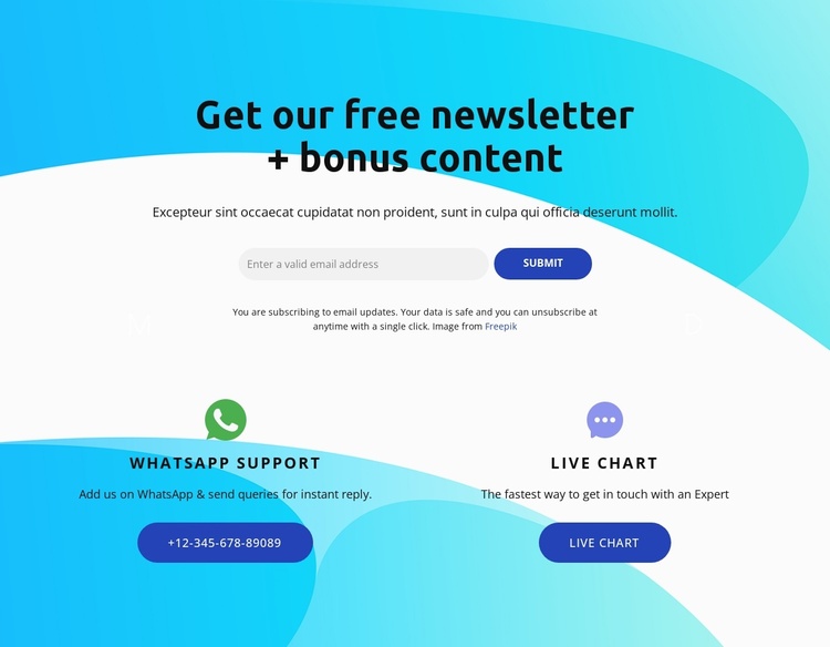 Subscribe block with live chart icon Website Template