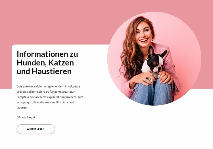 Informationen zu Hund und Katze Eine Seitenvorlage