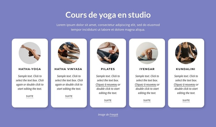 Cours de yoga en studio Maquette de site Web