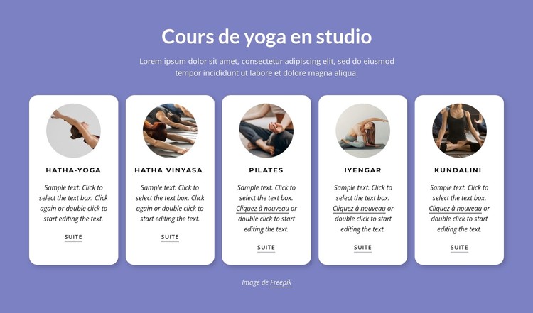 Cours de yoga en studio Modèle CSS