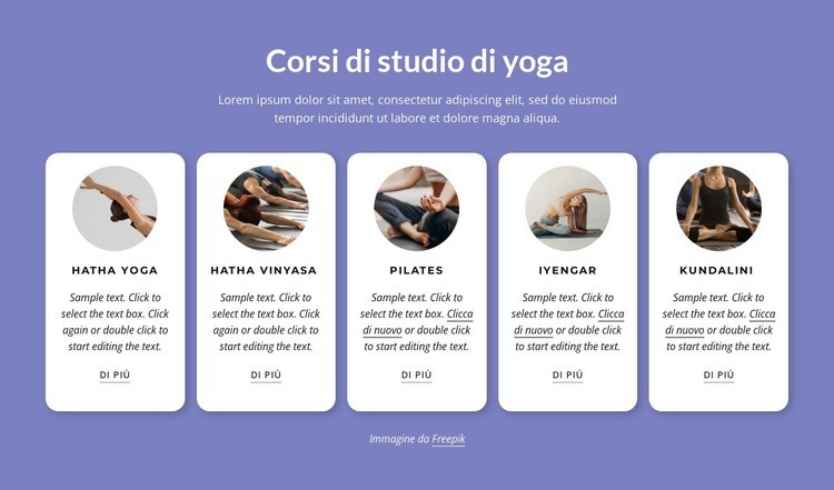 Corsi di studio di yoga Costruttore di siti web HTML