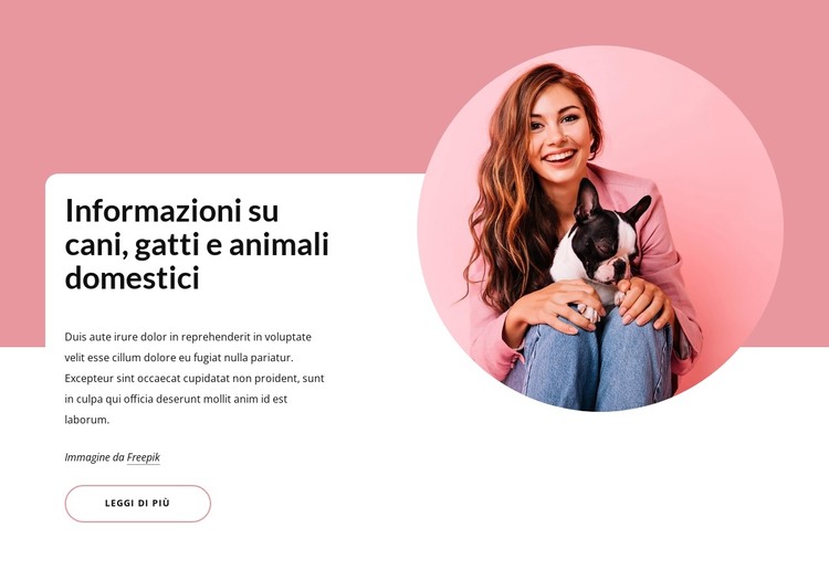 Informazioni su cani e gatti Modello HTML