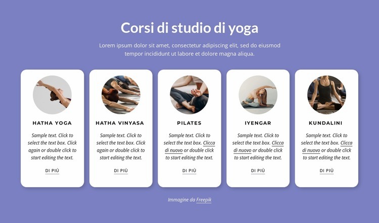 Corsi di studio di yoga Un modello di pagina
