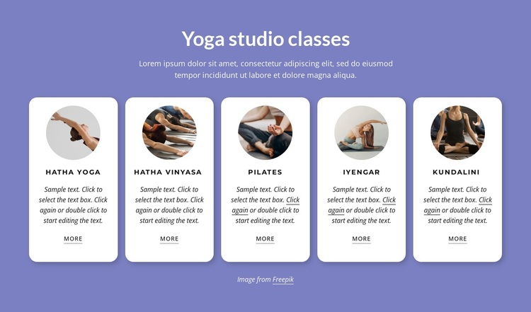 Yoga studio classes Joomla Page Builder