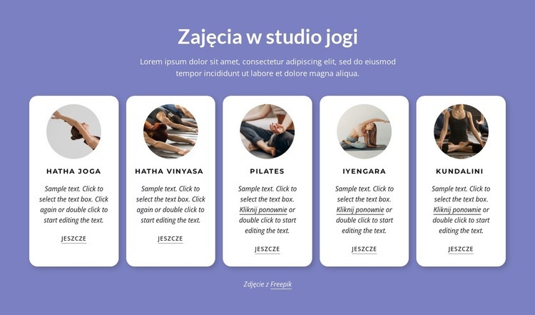 Zajęcia w studio jogi Szablon jednej strony