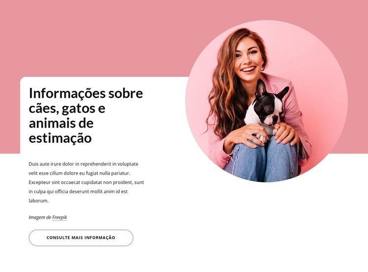 Informações sobre cães e gatos Construtor de sites HTML