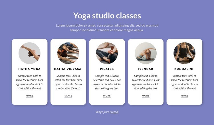 Yogastudiokurser Html webbplatsbyggare