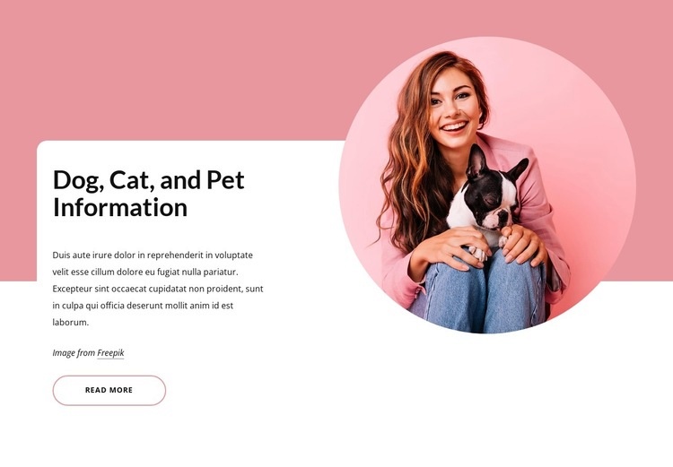 Hund- och kattinformation Html webbplatsbyggare