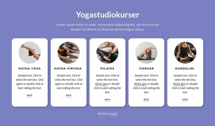 Yogastudiokurser Webbplats mall