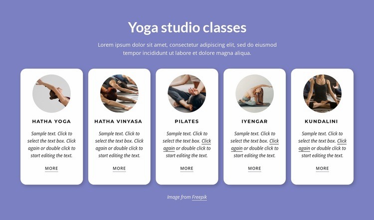 Yoga studio classes Web Page Design