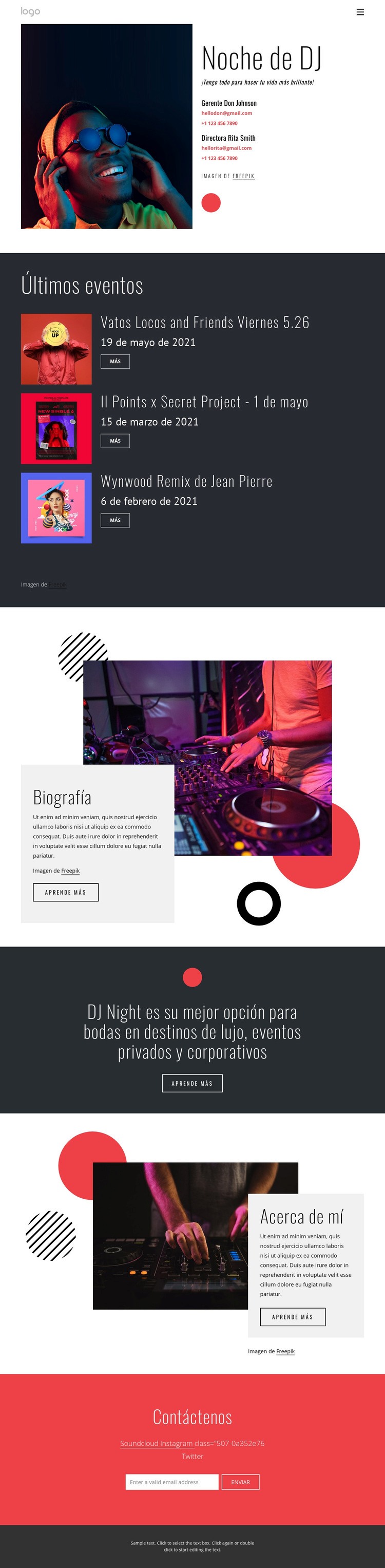 Sitio web de Dj Night Diseño de páginas web