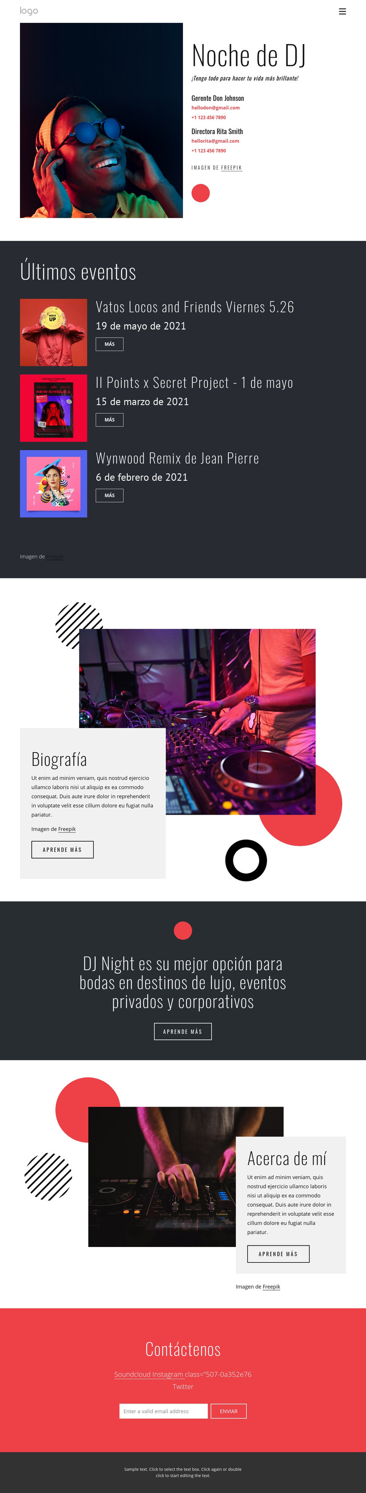 Sitio web de Dj Night Plantilla HTML