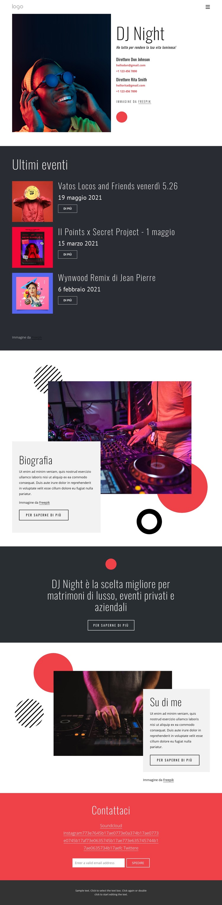 Sito web di DJ night Modello CSS