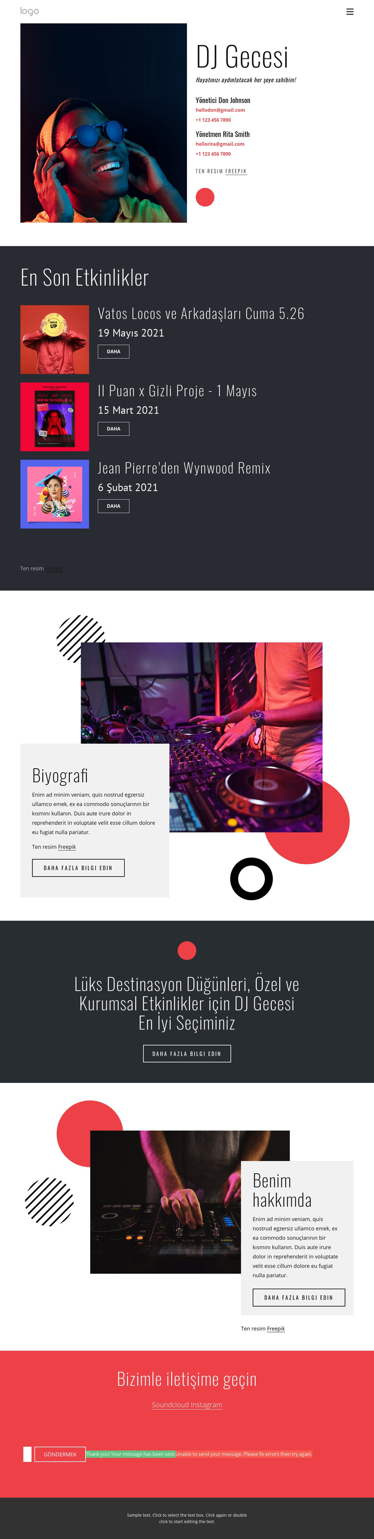 DJ gece web sitesi HTML Şablonu