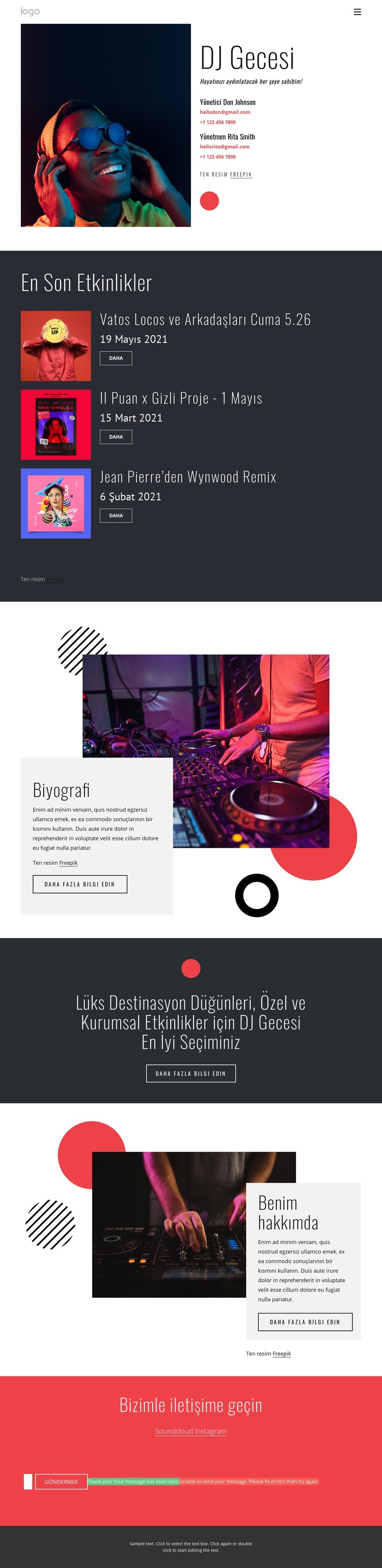 DJ gece web sitesi Web sitesi tasarımı