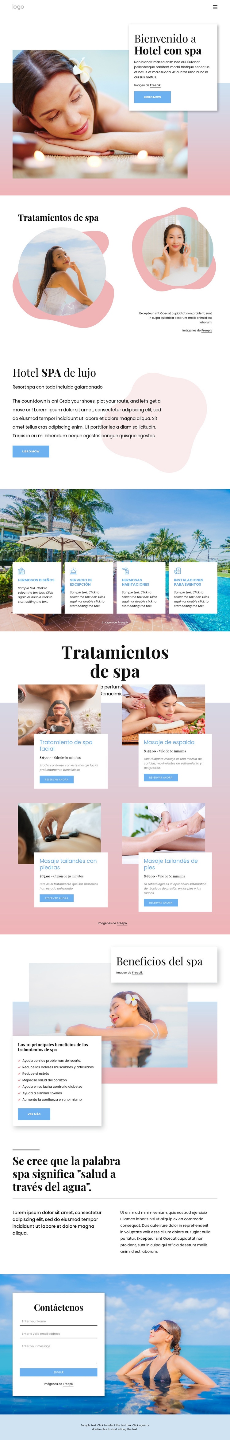 Hotel boutique spa Maqueta de sitio web