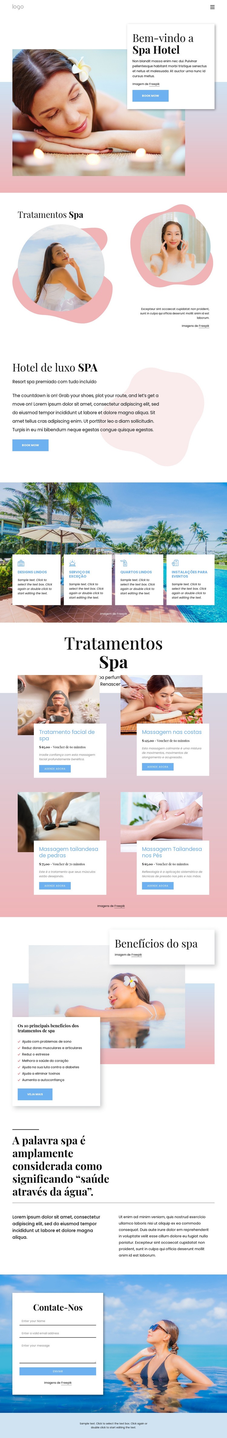 Spa boutique hotel Landing Page