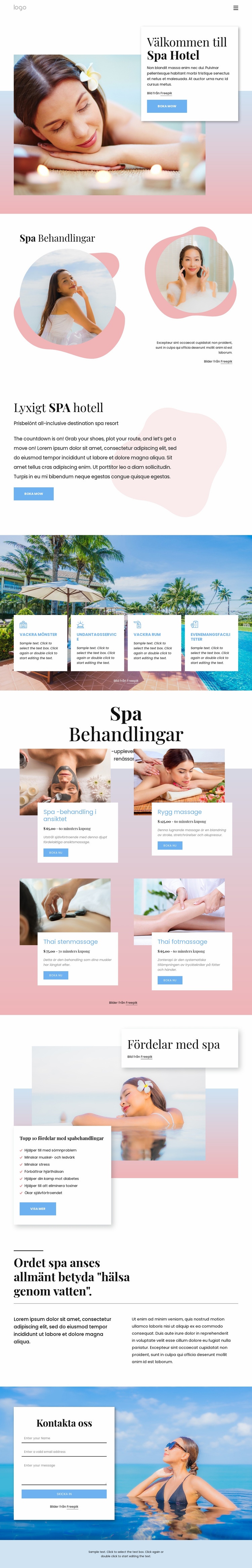 Spa -boutiquehotell WordPress -tema