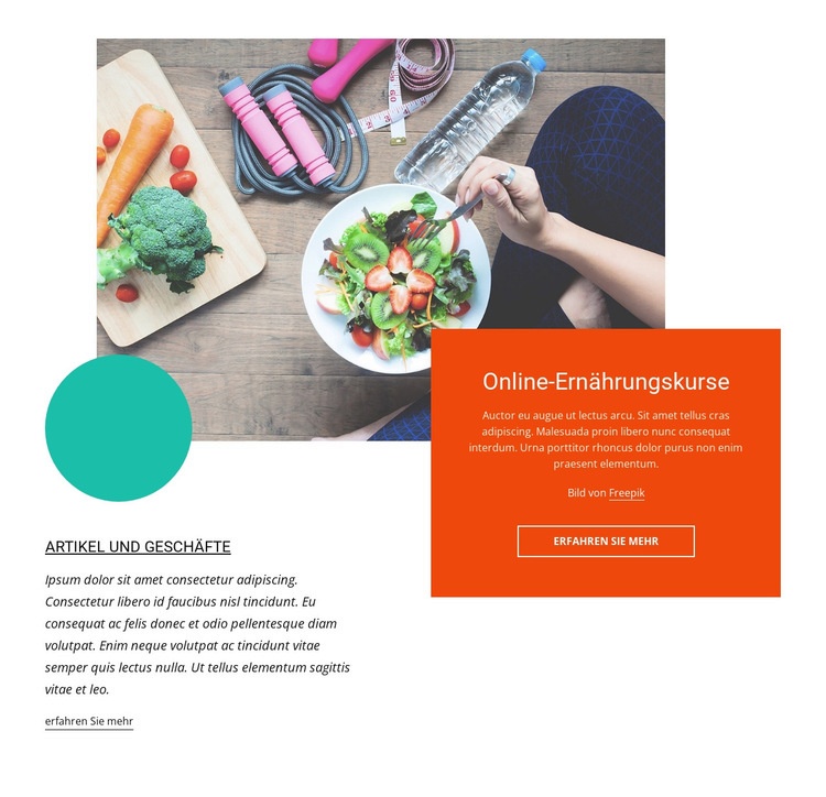 Online-Ernährungskurse Website-Modell