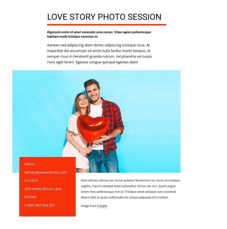 Love story photo session Joomla Template