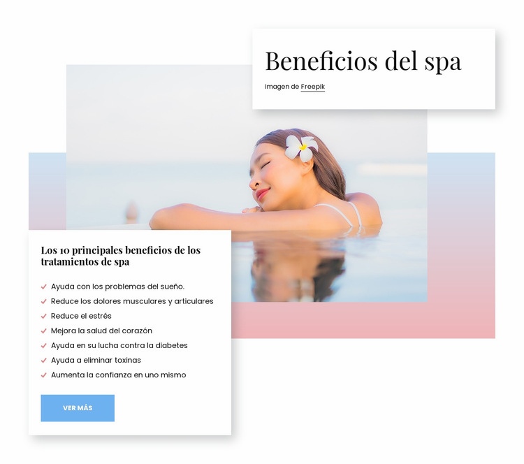 Beneficios para la salud del spa Maqueta de sitio web